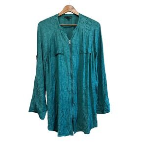 Rock & Republic Womens XXL Teal Green Long Sleeve Zip Up‎ Tunic Top